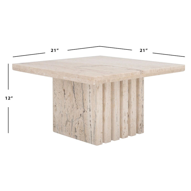 Square Marble Accent Table — 21" W x 21" D x 12" H — 21W x 21D x 12H