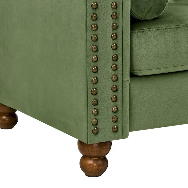 Large Sofa,Velvet Sofa Three-seat Sofa Tufted Chesterfield Settee Sofa