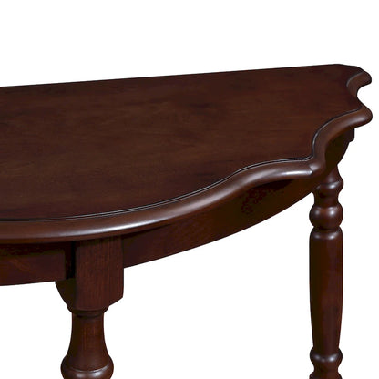 42 Retro Circular Curved Half-Moon Console Table with Cloud Design Top and Open Shelf Solid Wood Frame and Legs