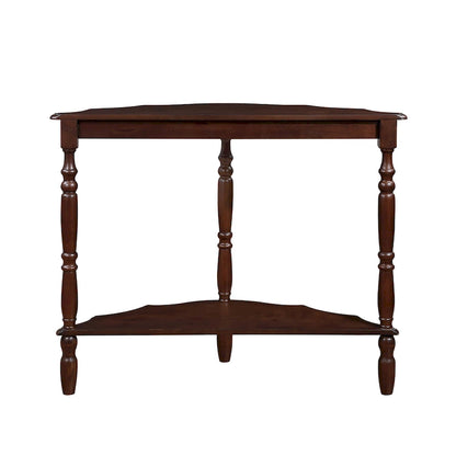 42 Retro Circular Curved Half-Moon Console Table with Cloud Design Top and Open Shelf Solid Wood Frame and Legs