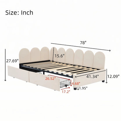Twin size Upholstered Daybed with 2 Drawers