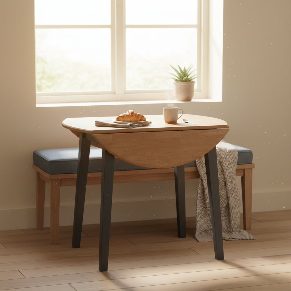 Dining Table, Extendable (26–42 inches), Dark Blue, Wooden, Includes 2 Extension Leaves