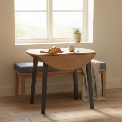 Dining Table, Extendable (26–42 inches), Dark Blue, Wooden, Includes 2 Extension Leaves