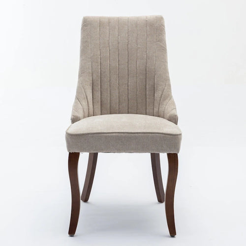 2-Piece Armless Dining Chairs Set with High Back, Upholstered Kitchen Accent Chairs with Curved Solid Wood Legs