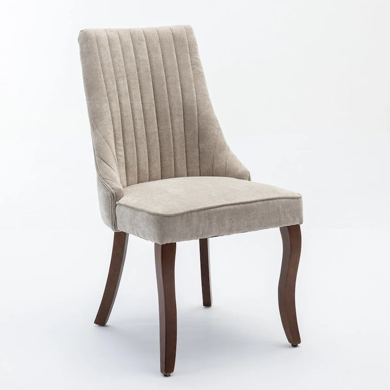 2-Piece Armless Dining Chairs Set with High Back, Upholstered Kitchen Accent Chairs with Curved Solid Wood Legs