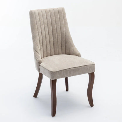 2-Piece Armless Dining Chairs Set with High Back, Upholstered Kitchen Accent Chairs with Curved Solid Wood Legs