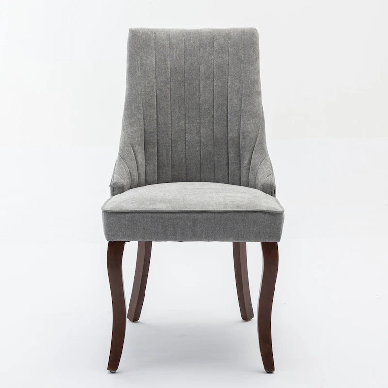 2-Piece Armless Dining Chairs Set with High Back, Upholstered Kitchen Accent Chairs with Curved Solid Wood Legs