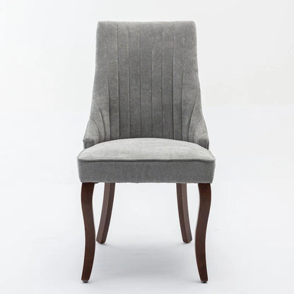 2-Piece Armless Dining Chairs Set with High Back, Upholstered Kitchen Accent Chairs with Curved Solid Wood Legs