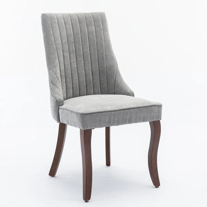 2-Piece Armless Dining Chairs Set with High Back, Upholstered Kitchen Accent Chairs with Curved Solid Wood Legs
