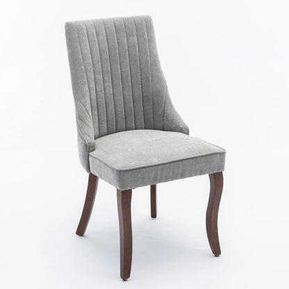2-Piece Armless Dining Chairs Set with High Back, Upholstered Kitchen Accent Chairs with Curved Solid Wood Legs