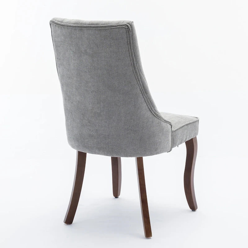 2-Piece Armless Dining Chairs Set with High Back, Upholstered Kitchen Accent Chairs with Curved Solid Wood Legs
