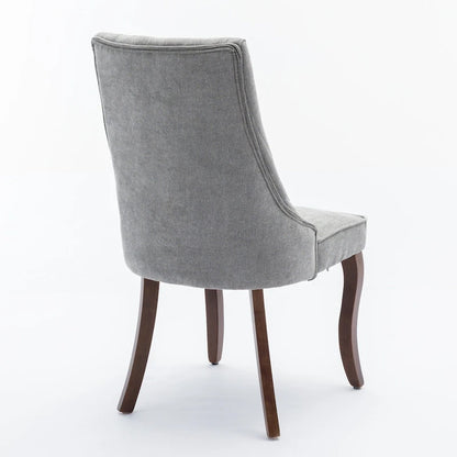 2-Piece Armless Dining Chairs Set with High Back, Upholstered Kitchen Accent Chairs with Curved Solid Wood Legs