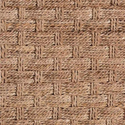 Hand-Woven Seagrass Coffee Table (with Open Storage Shelf) — Rectangular Rattan Center Table for the Living Room, Coastal Bohemian Style