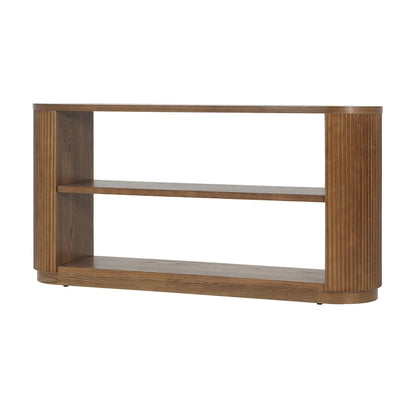 Modern Entryway Table (with Open Shelving and Elegant Wood Grain Design)