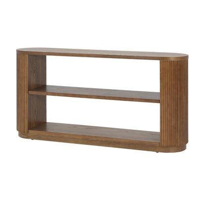 Modern Entryway Table (with Open Shelving and Elegant Wood Grain Design)