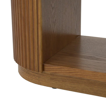 Modern Entryway Table (with Open Shelving and Elegant Wood Grain Design)