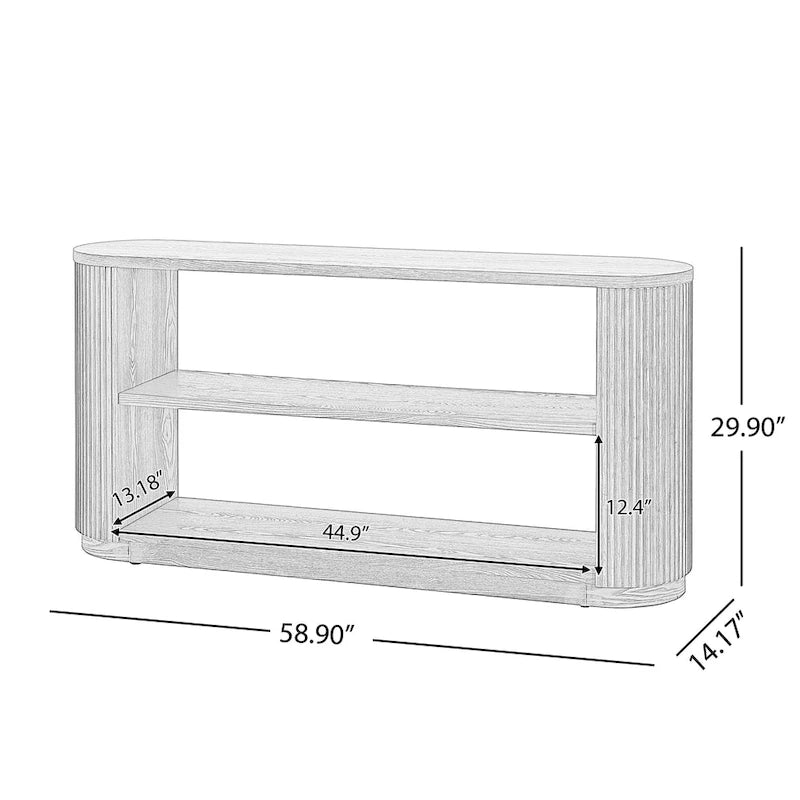 Modern Entryway Table (with Open Shelving and Elegant Wood Grain Design)