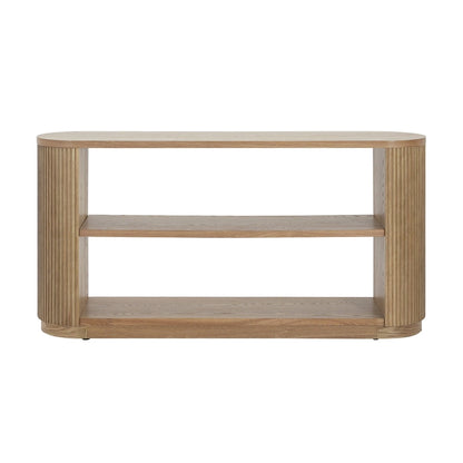 Modern Entryway Table (with Open Shelving and Elegant Wood Grain Design)