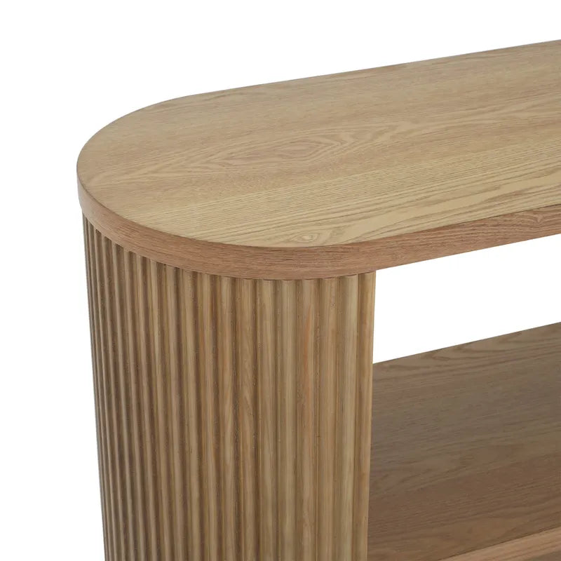 Modern Entryway Table (with Open Shelving and Elegant Wood Grain Design)