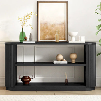 Modern Entryway Table (with Open Shelving and Elegant Wood Grain Design)