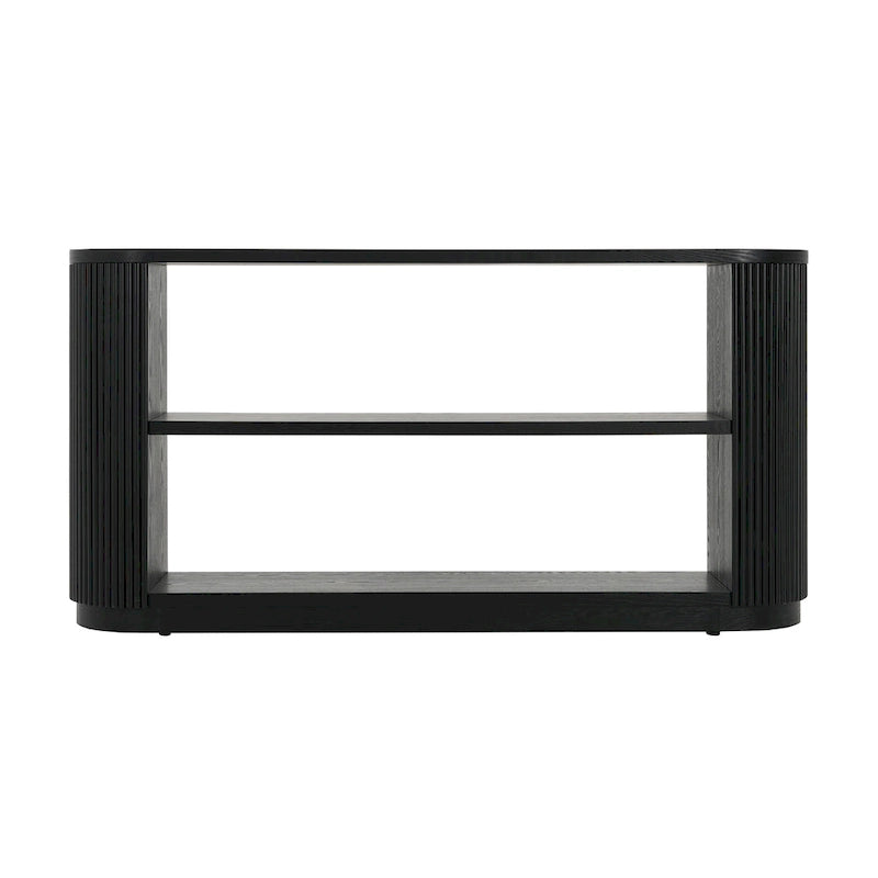Modern Entryway Table (with Open Shelving and Elegant Wood Grain Design)