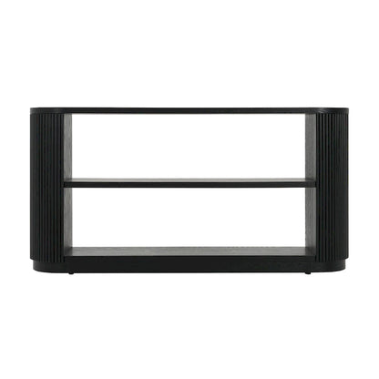 Modern Entryway Table (with Open Shelving and Elegant Wood Grain Design)