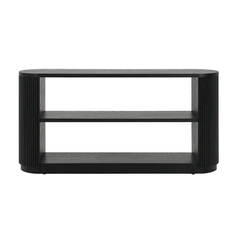 Modern Entryway Table (with Open Shelving and Elegant Wood Grain Design)