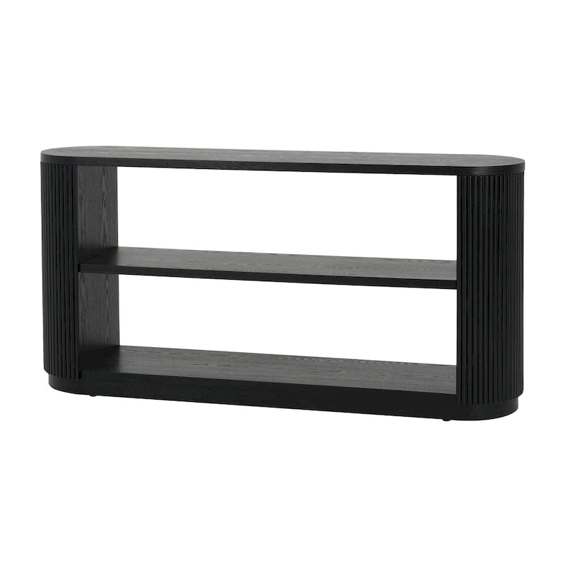 Modern Entryway Table (with Open Shelving and Elegant Wood Grain Design)