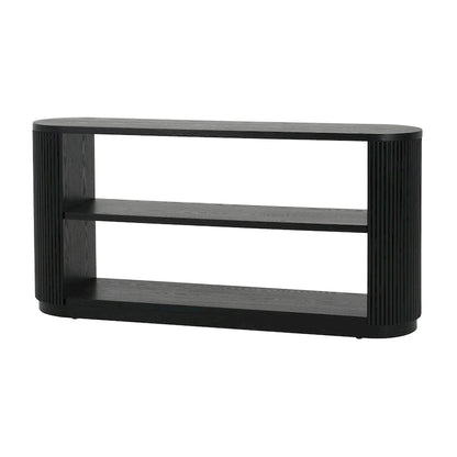 Modern Entryway Table (with Open Shelving and Elegant Wood Grain Design)