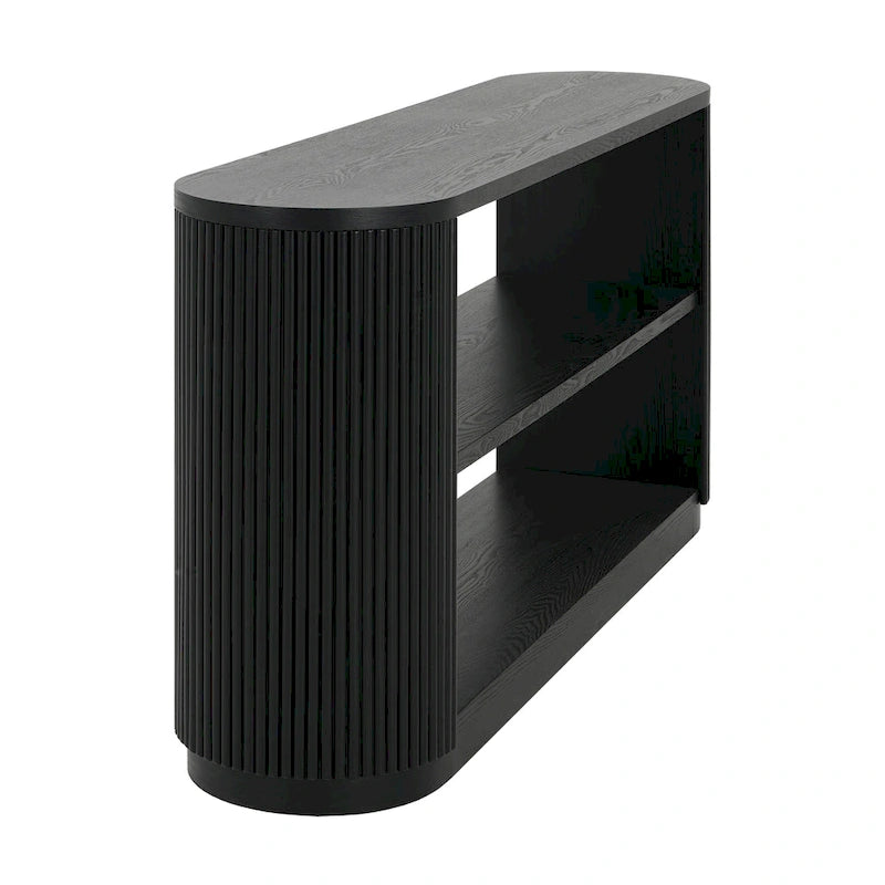 Modern Entryway Table (with Open Shelving and Elegant Wood Grain Design)