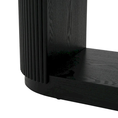 Modern Entryway Table (with Open Shelving and Elegant Wood Grain Design)