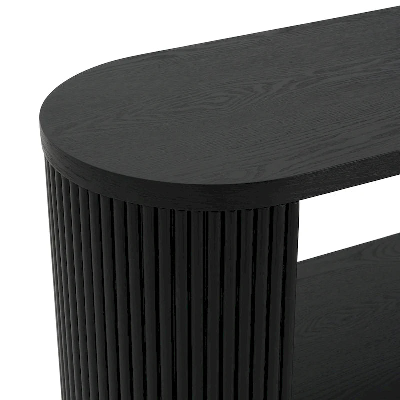 Modern Entryway Table (with Open Shelving and Elegant Wood Grain Design)