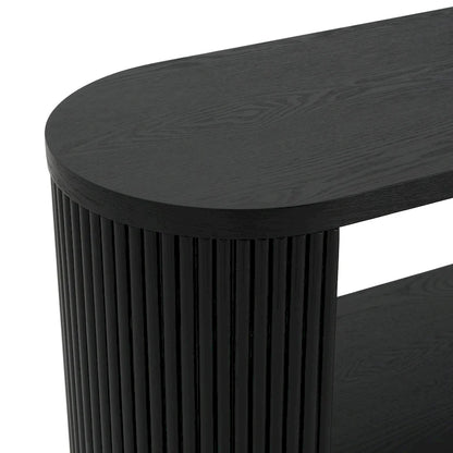Modern Entryway Table (with Open Shelving and Elegant Wood Grain Design)