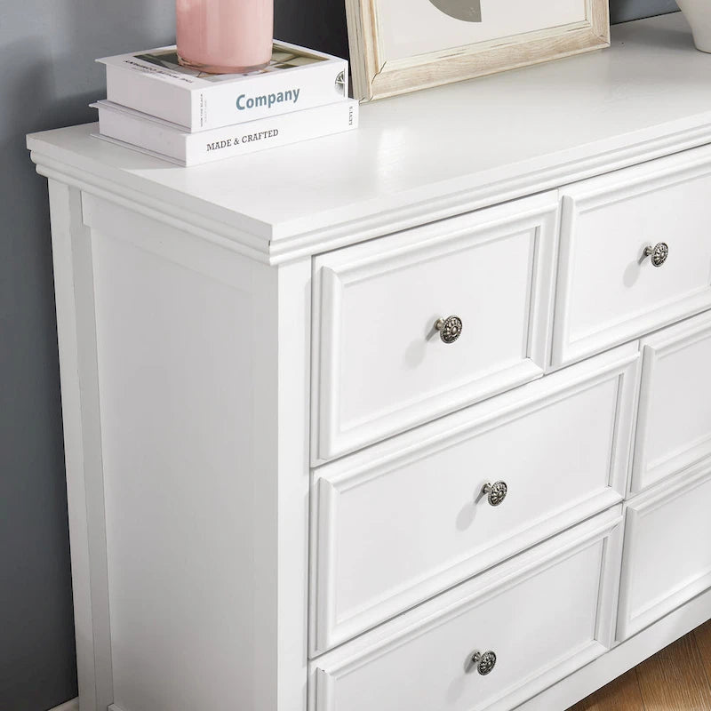Farmhouse Modern 7-Drawer Horizontal Dresser, Cabinet, Storage Clothes, Storage Drawers Cabinet for Living Room