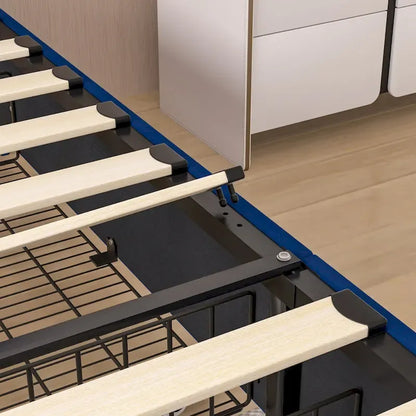 Upholstered Bed Frame with Headboard and 4 Storage Drawers