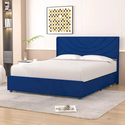 Upholstered Bed Frame with Headboard and 4 Storage Drawers