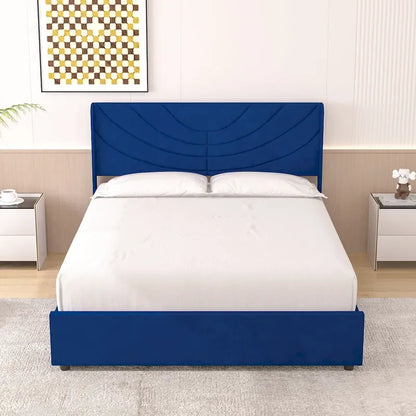 Upholstered Bed Frame with Headboard and 4 Storage Drawers