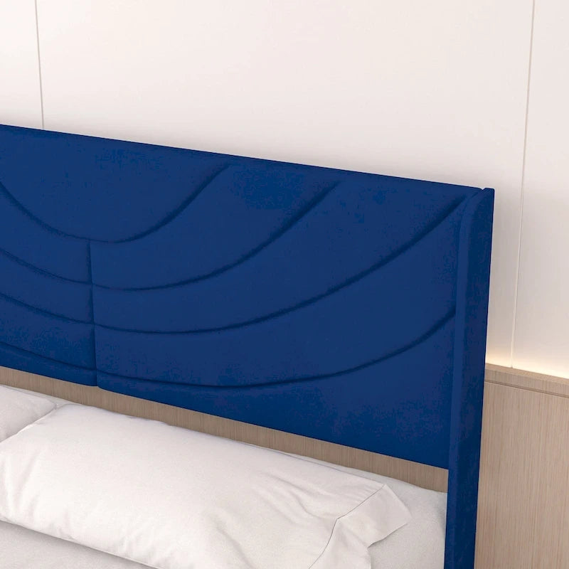 Upholstered Bed Frame with Headboard and 4 Storage Drawers