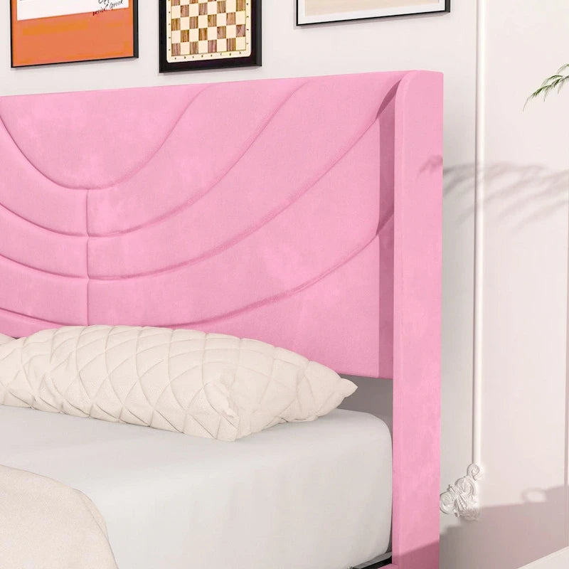 Upholstered Bed Frame with Headboard and 4 Storage Drawers