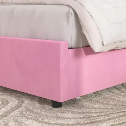 Upholstered Bed Frame with Headboard and 4 Storage Drawers