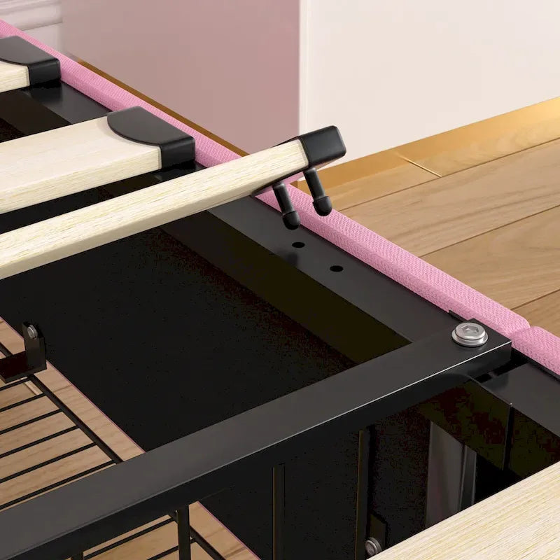 Upholstered Bed Frame with Headboard and 4 Storage Drawers