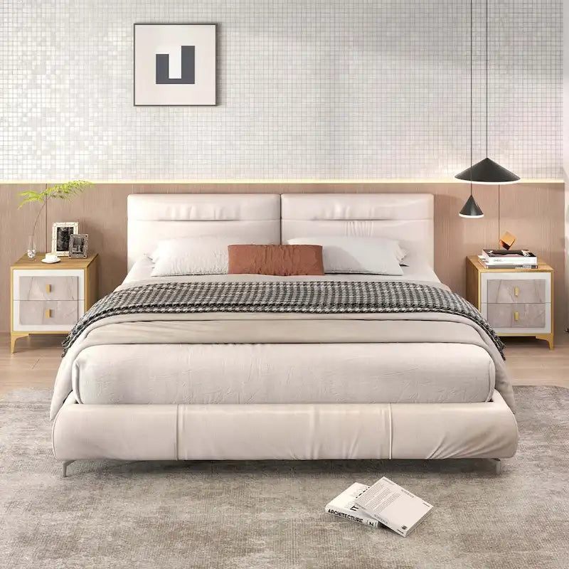 1/2-Piece Nightstand Set with Storage (Faux Marble Finish)