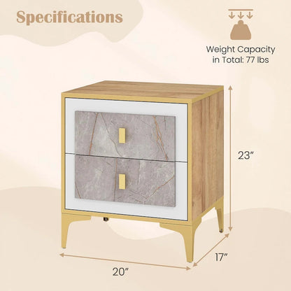 1/2-Piece Nightstand Set with Storage (Faux Marble Finish)