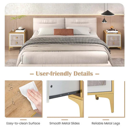 1/2-Piece Nightstand Set with Storage (Faux Marble Finish)