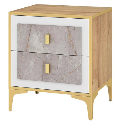 1/2-Piece Nightstand Set with Storage (Faux Marble Finish)