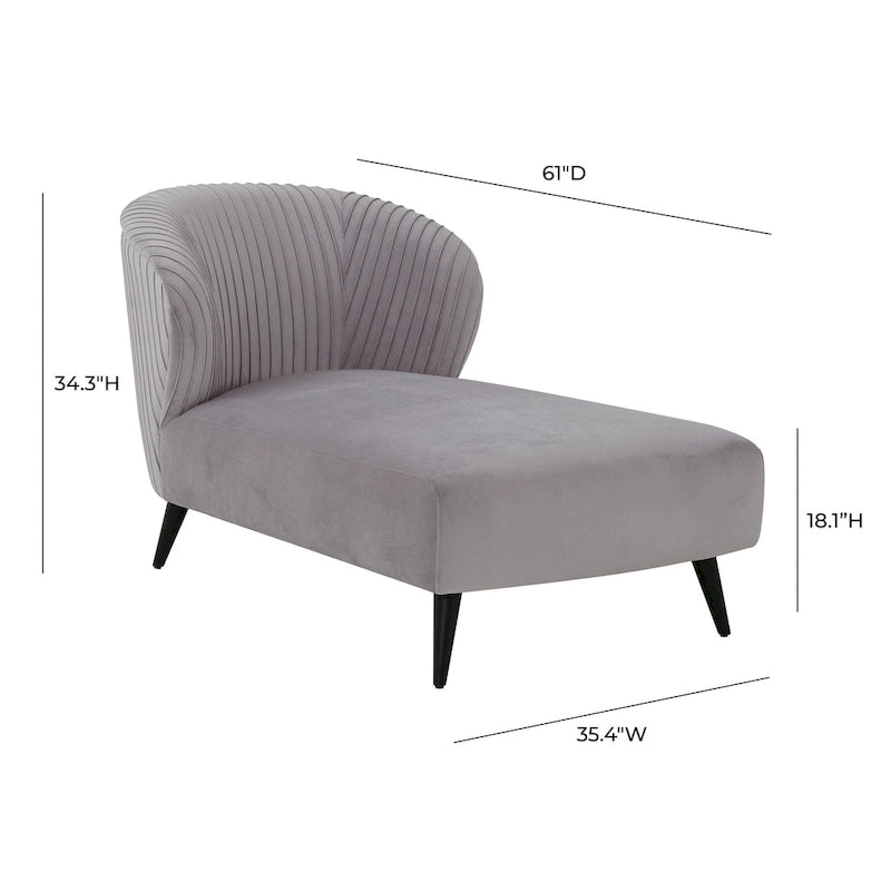 Pleated Velvet Upholstered Chaise Lounge