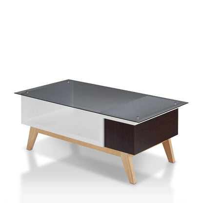 Modern Style 47-Inch Glass-Top Single-Tier Coffee Table