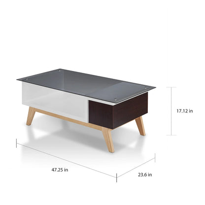 Modern Style 47-Inch Glass-Top Single-Tier Coffee Table