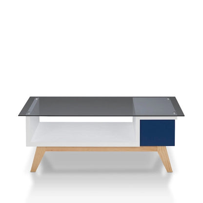 Modern Style 47-Inch Glass-Top Single-Tier Coffee Table