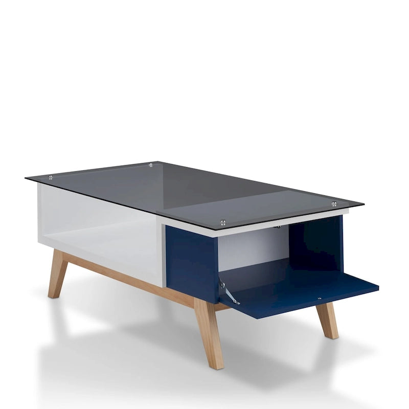 Modern Style 47-Inch Glass-Top Single-Tier Coffee Table